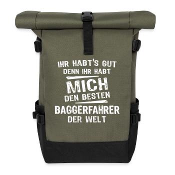 Excavator Operator - Roll Top Backpack - olive/black - Front