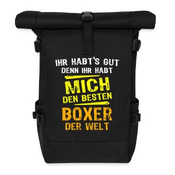 Boxer Geschenk - Rolltop Rucksack - Schwarz - Vorne