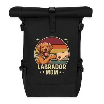 Retro Labrador Mom Foxred Paw Clash - Roll Top Backpack - black - Front