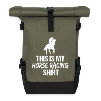 Das ist meine Pferderenn-Jockey-Silhouette - Rolltop Rucksack - Olive/Schwarz - Vorne
