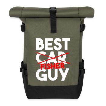 Bester Fisher Guy lustiger Angel-Slogan - Rolltop Rucksack - Olive/Schwarz - Vorne