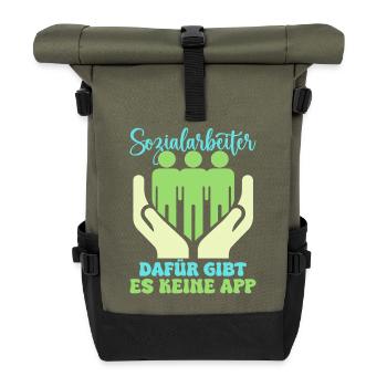 Social Worker There is no social app for this - Roll Top Backpack - olive/black - Front