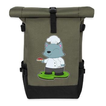 Katze Koch Gebäck Kochen - Rolltop Rucksack - Olive/Schwarz - Vorne