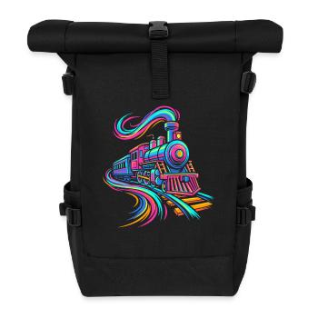 Dampflokomotive - Rolltop Rucksack - Schwarz - Vorne