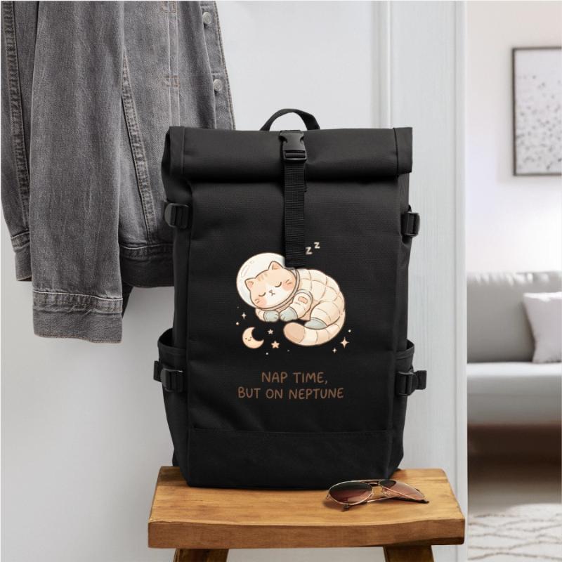 Nap Neptune | Chat de l’espace mignon Sac à dos roll top