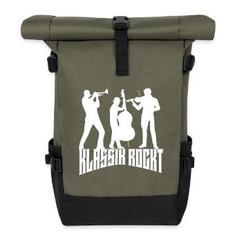 Classical Rocks Trumpet Double Bass Violin Trio - Roll Top Backpack - olive/black - Front
