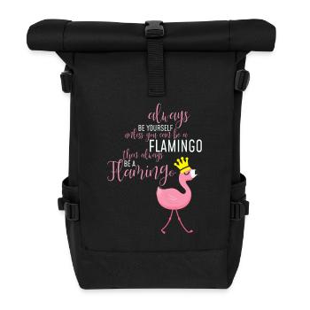Flamingo Selbstsein: Einzigartige Botschaft - Rolltop Rucksack - Schwarz - Vorne