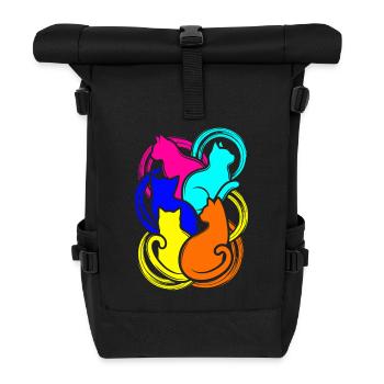 Bunte Katzen - Rolltop Rucksack - Schwarz - Vorne