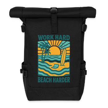Travailler dur, être coincé plus dur | Vie à la plage de Bali - Sac à dos roll top - noir - Devant