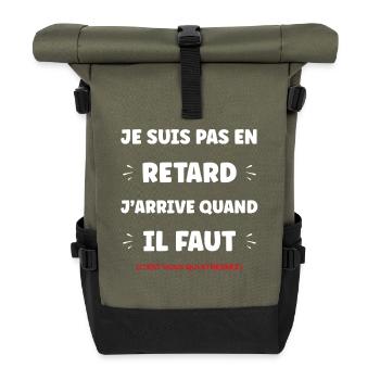 Not late: timing humor - Roll Top Backpack - olive/black - Front