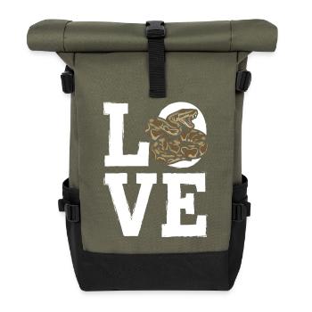 Königspython Schlangen LOVE Terrarium Python - Rolltop Rucksack - Olive/Schwarz - Vorne