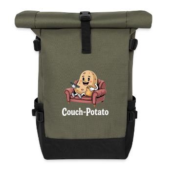 Couch Potato Funny Lazy Series Junkie - Roll Top Backpack - olive/black - Front