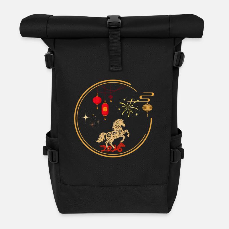 Nouvel An chinois 2026 – Année du cheval - Sac à dos roll top - noir