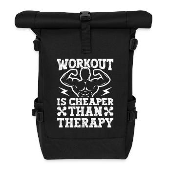 Powerlifting Bodybuilder Cheaper Than Therapy Gym - Rolltop Rucksack - Schwarz - Vorne