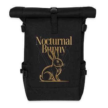 Nocturnal Bunny Nachtaktiver Osterhase Design - Rolltop Rucksack - Schwarz - Vorne
