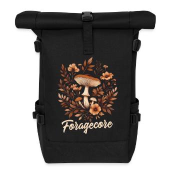 Sammel Ästhetik | Pilze Wald Herbst - Rolltop Rucksack - Schwarz - Vorne