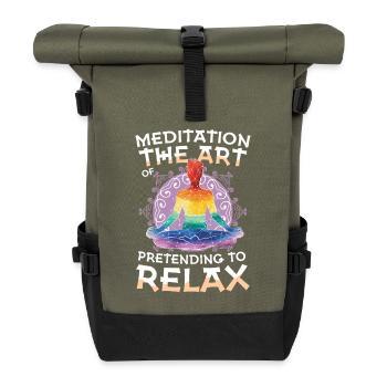 Meditation The Art Of Pretending To Relax Yoga - Roll Top Backpack - olive/black - Front