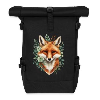 Fuchs im Blütenkranz - Rolltop Rucksack - Schwarz - Vorne