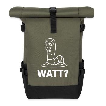 Watt Wurm Comic Elektrohumor - Rolltop Rucksack - Olive/Schwarz - Vorne