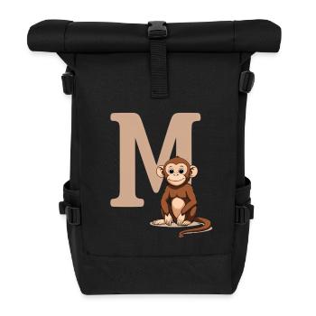 MonkeyM Design mit Großbuchstabe M - Rolltop Rucksack - Schwarz - Vorne