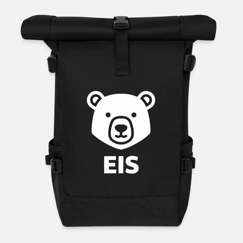 Eisbär Kopf Minimallogo - Rolltop Rucksack - Schwarz