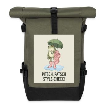 Cooler Frosch im Style Check - Rolltop Rucksack - Olive/Schwarz - Vorne