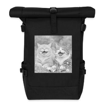 Lustiges Katzen design  - Rolltop Rucksack - Schwarz - Vorne