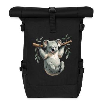 Koala am Ast – Grüner Traum - Rolltop Rucksack - Schwarz - Vorne