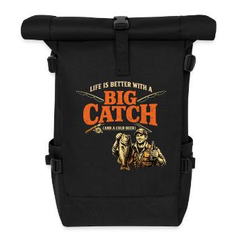 Life Is Better With A Big Catch - Rolltop Rucksack - Schwarz - Vorne
