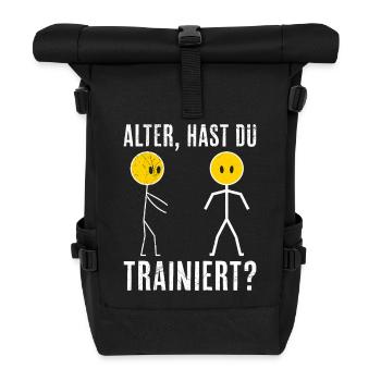 Strichmännchen HAST DU TRAINIERT Lustiges - Rolltop Rucksack - Schwarz - Vorne