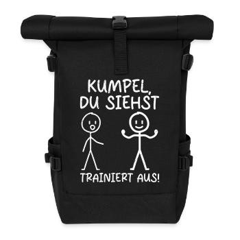 Strichmännchen DU SIEHST TRAINIERT AUS Lustig - Rolltop Rucksack - Schwarz - Vorne