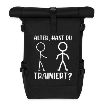 Strichmännchen HAST DU TRAINIERT Lustiges - Rolltop Rucksack - Schwarz - Vorne