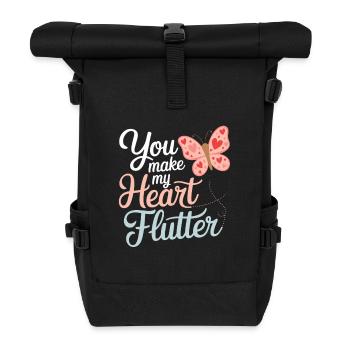 You Make My Heart Flutter Romantic - Roll Top Backpack - black - Front