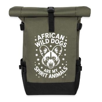 Cadeau amusant des expressions du chien sauvage africain - Sac à dos roll top - olive/noir - Devant