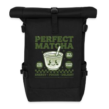 Perfect Matcha Green Tea Matcha Power Energy Focus - Rolltop Rucksack - Schwarz - Vorne