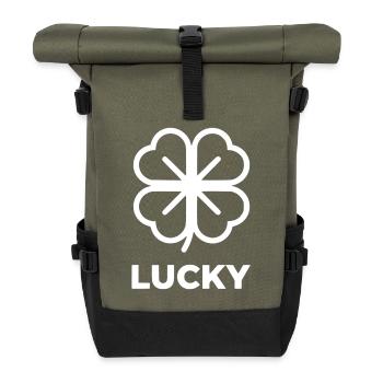 Symbole porte-bonheur à quatre feuilles - Sac à dos roll top - olive/noir - Devant