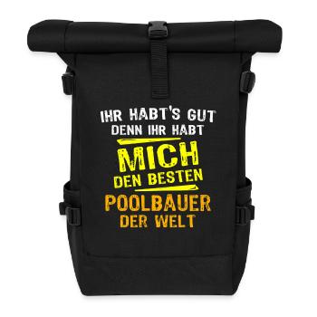 Pool Builder Gift - Roll Top Backpack - black - Front