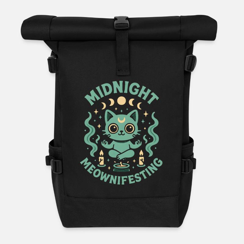 Mitternacht Meownifesting | Creepy Cute - Rolltop Rucksack - Schwarz