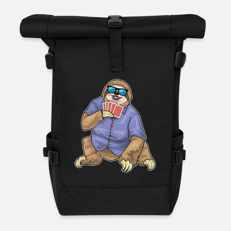 Faultier Poker Pokerkarten Kartenspiel - Rolltop Rucksack - Schwarz