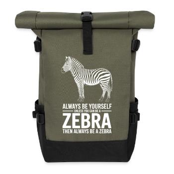 Zebra Sayings Zebras Funny Zebra Gift - Roll Top Backpack - olive/black - Front