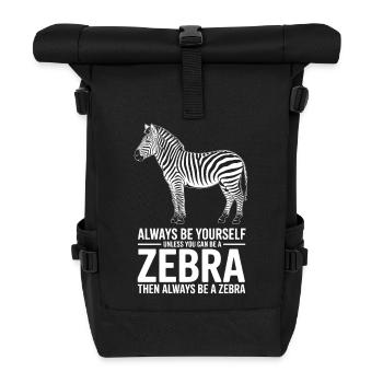 Zebra Sprüche Zebras Lustiges Zebra Geschenk - Rolltop Rucksack - Schwarz - Vorne