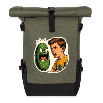 Garçon qui crie sur le concombre avec un visage - Sac à dos roll top - olive/noir - Devant