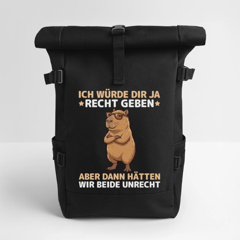 Capybara saying: Then we would both be wrong Roll Top Backpack