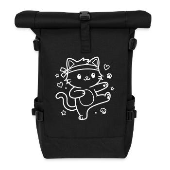 Karate Kawaii Cat - Roll Top Backpack - black - Front