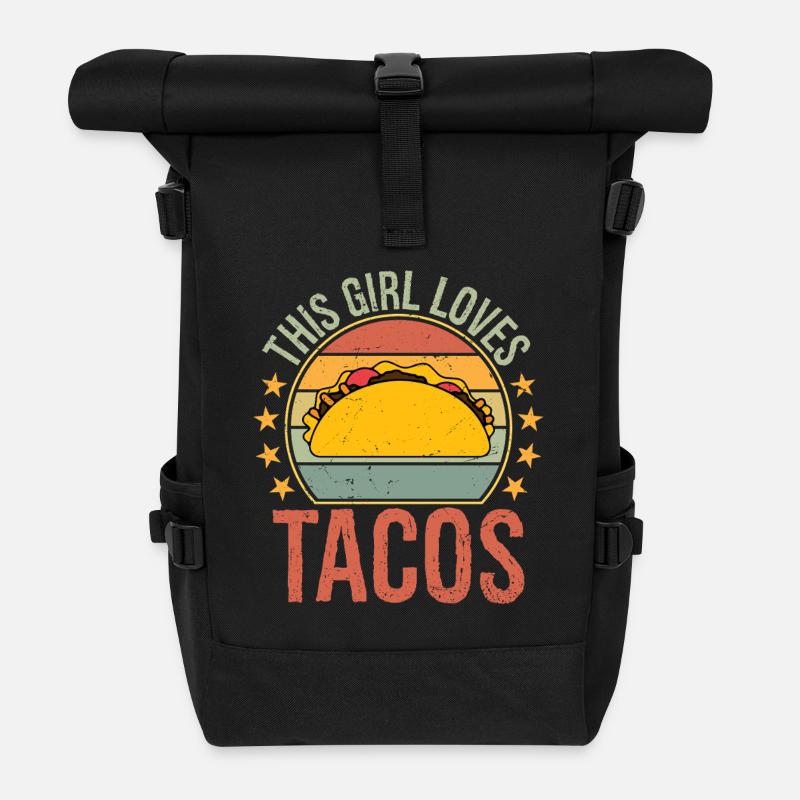 this girl loves tacos - Rolltop Rucksack - Schwarz