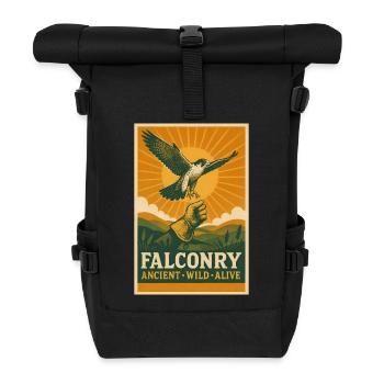 Falknerei: alt, wild, lebendig | Greifvogel - Rolltop Rucksack - Schwarz - Vorne