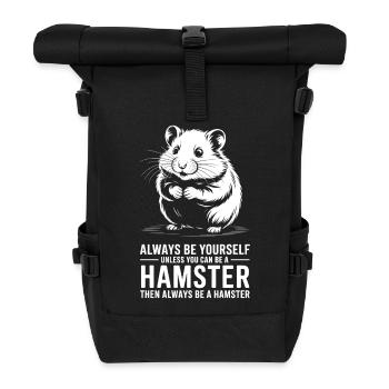 Hamster Sprüche Hamster Lustiges Hamster Geschenk  - Rolltop Rucksack - Schwarz - Vorne
