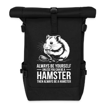 Hamster Sprüche Hamster Lustiges Hamster Geschenk  - Rolltop Rucksack - Schwarz - Vorne