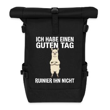 Funny Llama: Don't ruin my day Saying - Roll Top Backpack - black - Front