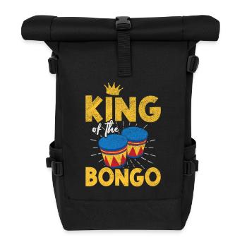King Bongo Retro Percussion Drummer Design - Rolltop Rucksack - Schwarz - Vorne